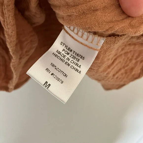 Entro Tan Blouse with Geometric Accents - Picture 6 of 8